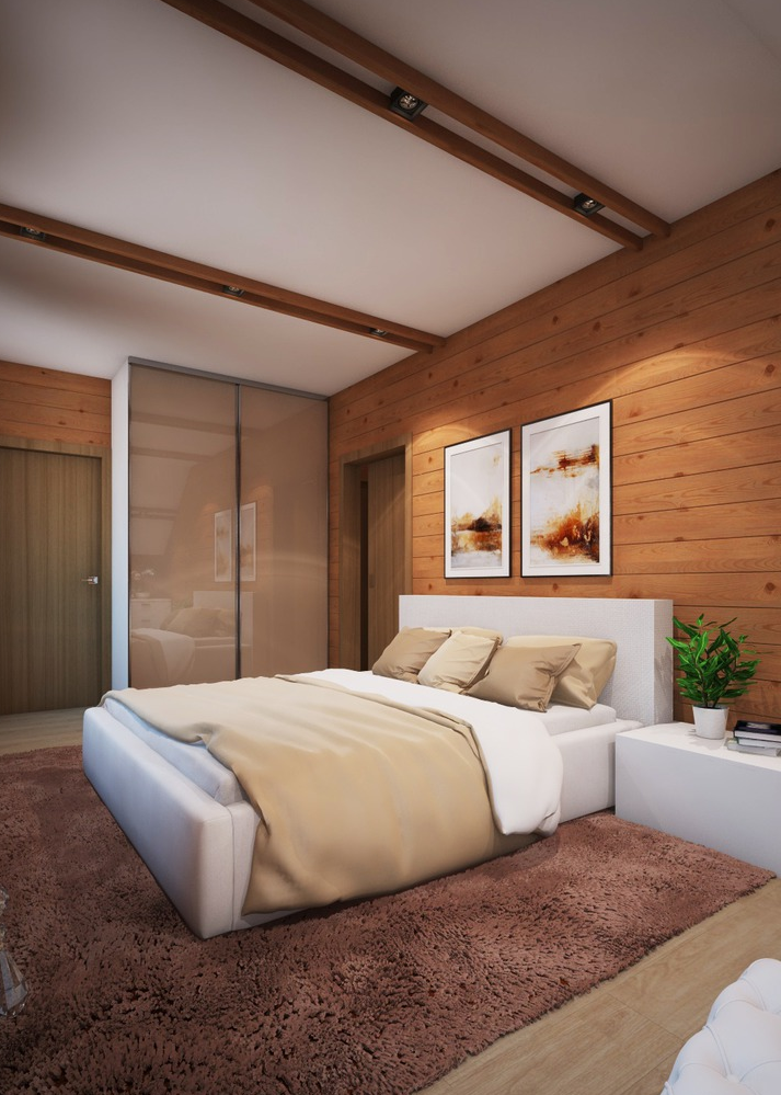Спальня в доме. Спальня в своем доме. Спальня в деревянном доме в современном стиле. Интерьер спальни в деревянном доме.
